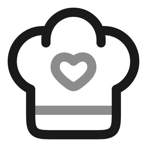 Chef hat heart line duotone icon, two-tone style, from Solar