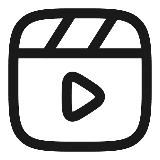 Clapperboard play linear icon, line style, from Solar