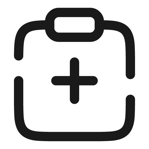 Clipboard add broken icon, line style, from Solar