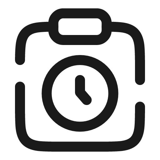 Clipboard clock broken icon, line style, from Solar