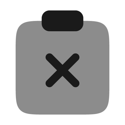 Clipboard remove bold duotone icon, two-tone style, from Solar