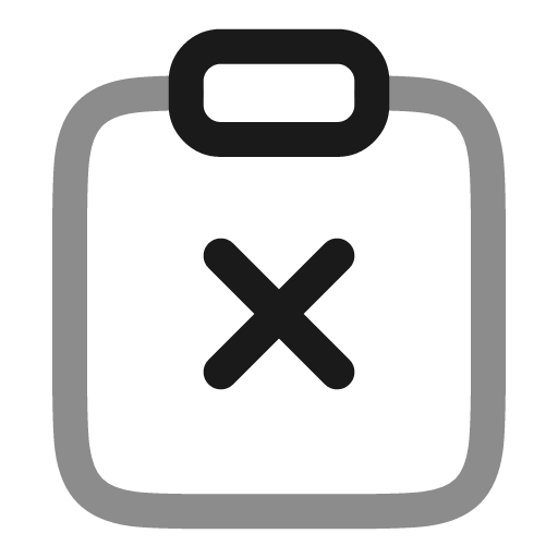 Clipboard remove line duotone icon, two-tone style, from Solar