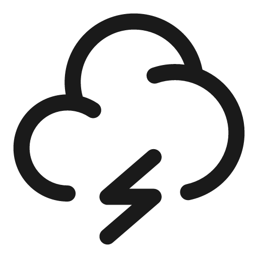 Cloud bolt minimalistic outline icon, outline style, from Solar