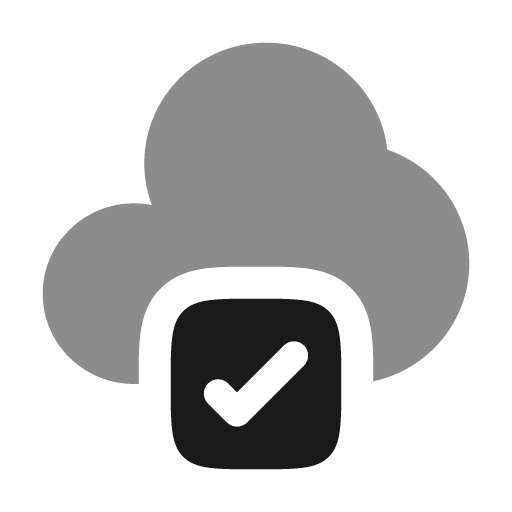 Cloud check bold duotone icon, two-tone style, from Solar