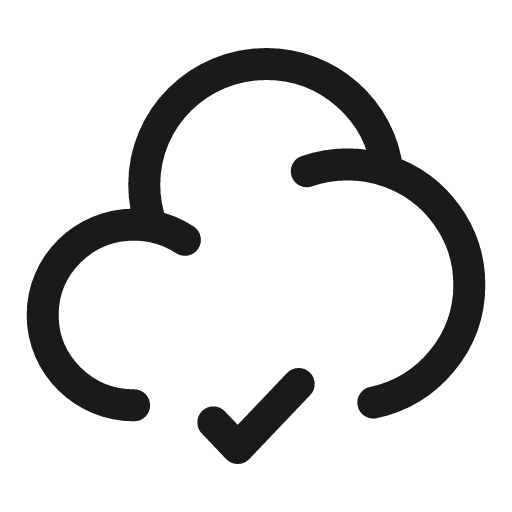 Cloud check linear icon, line style, from Solar