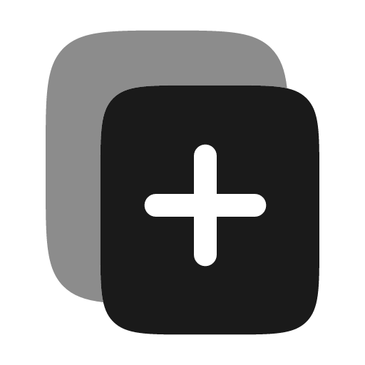 Copy add bold duotone icon, two-tone style, from Solar