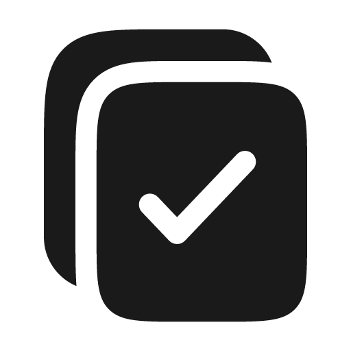 Copy check bold icon, bold style, from Solar