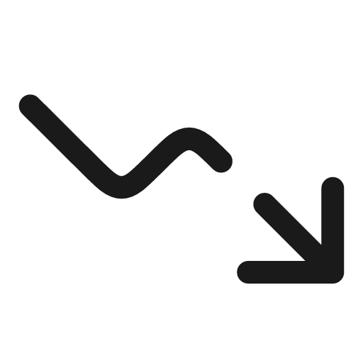 Course down broken icon, line style, from Solar