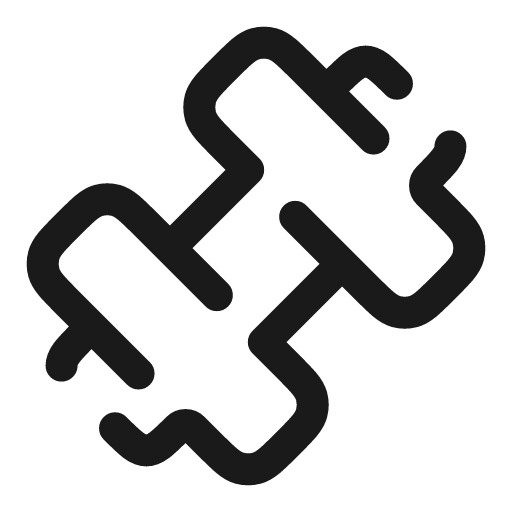 Dumbbell large broken icon, line style, from Solar