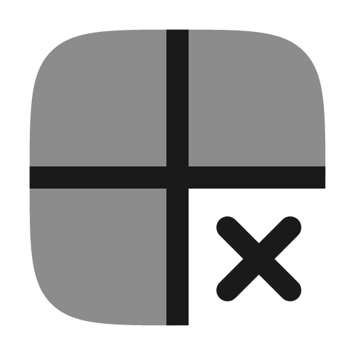 Grid 2x2 close bold duotone icon, two-tone style, from Solar