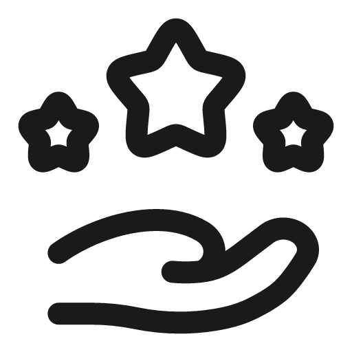 Hand stars outline icon, outline style, from Solar