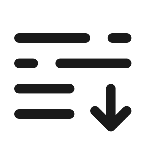 List arrow down broken icon, line style, from Solar