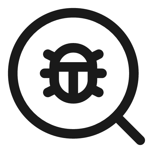 Magnifier bug linear icon, line style, from Solar