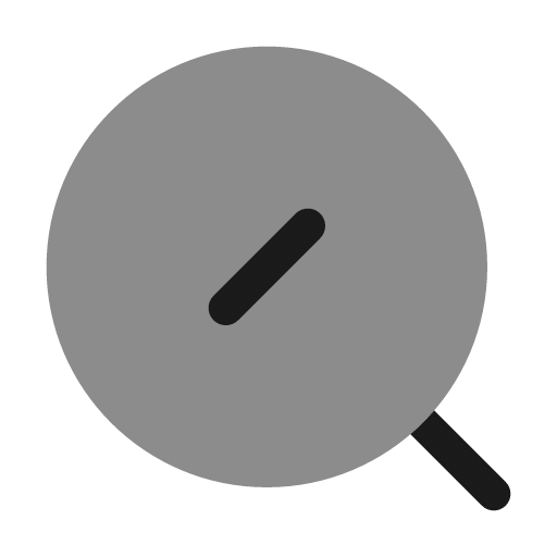 Magnifier slash bold duotone icon, two-tone style, from Solar
