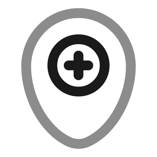 Map point hospital line duotone icon, two-tone style, from Solar