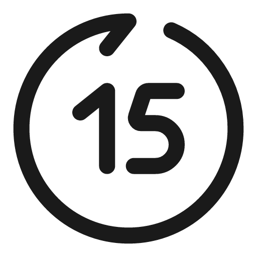 Rewind 15 seconds forward linear icon, line style, from Solar