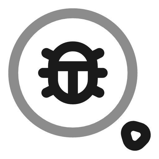 Rounded magnifier bug line duotone icon, two-tone style, from Solar