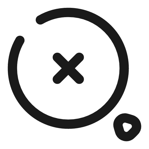 Rounded magnifier close broken icon, line style, from Solar
