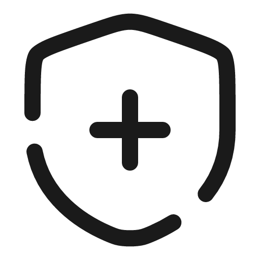 Shield plus broken icon, line style, from Solar