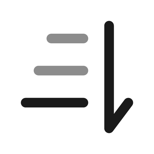 Sort from top to bottom bold duotone icon, two-tone style, from Solar