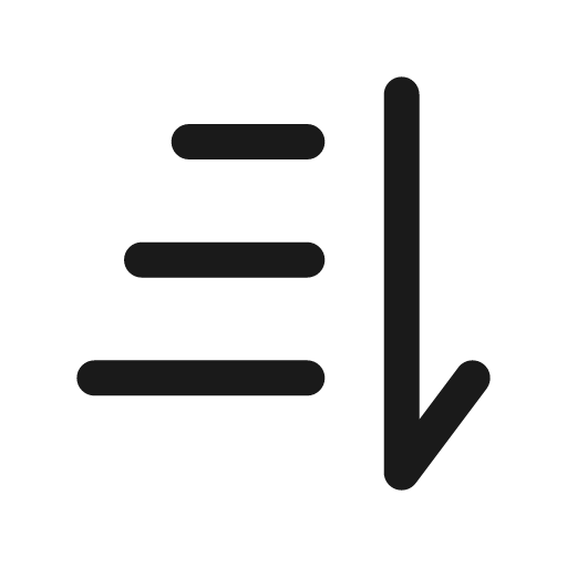Sort from top to bottom outline icon, outline style, from Solar