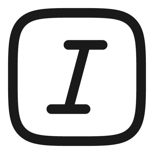Text italic square linear icon, line style, from Solar