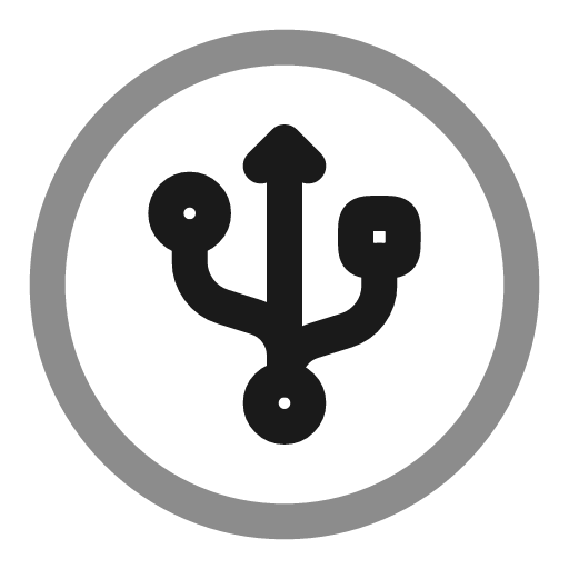 Usb circle line duotone icon, two-tone style, from Solar