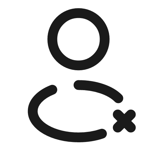 User cross rounded broken icon, line style, from Solar