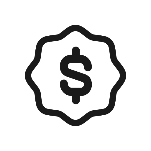 Badge dollar light icon, light style, from Stash Icons