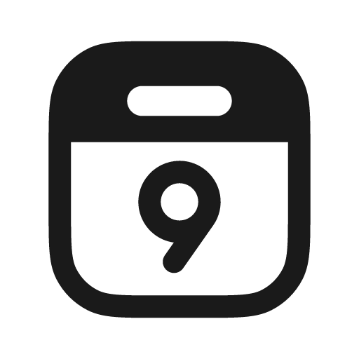 Calendar nine solid icon, filled style, from Stash Icons