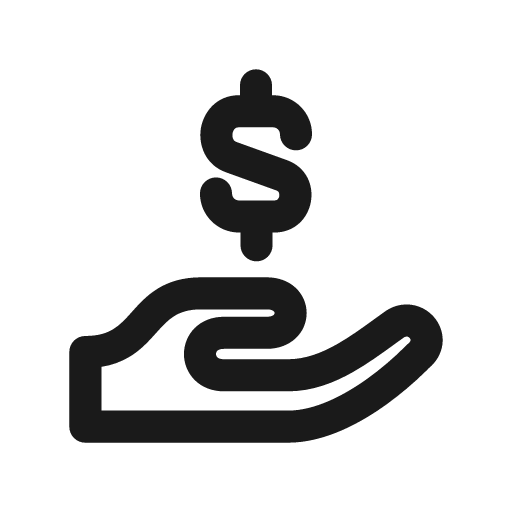 Hand holding dollar icon, solid style, from Stash Icons