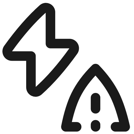 Flash warning icon, line style, from Flex free icons