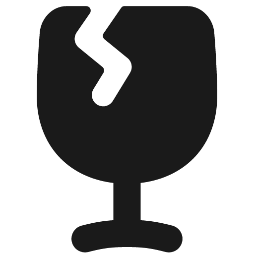 Fragile solid icon, filled style, from Flex free icons