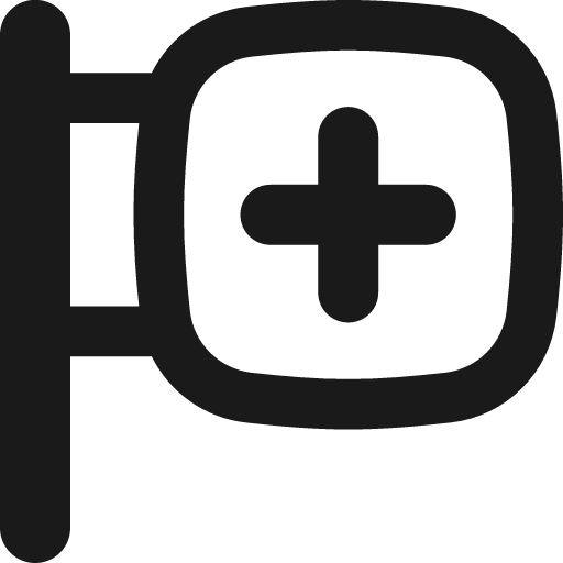 Hospital sign remix icon, solid style, from Flex free icons