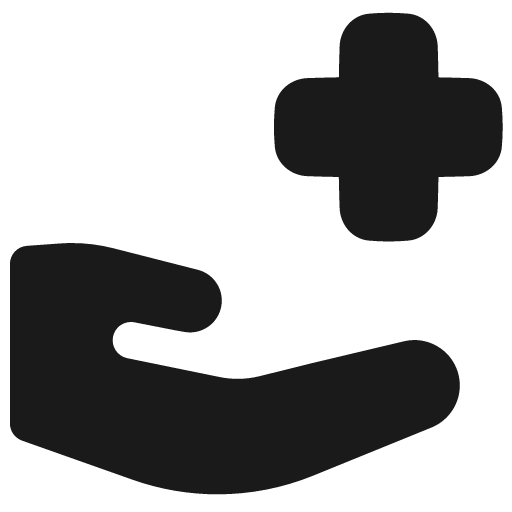 Insurance hand 1 solid icon, filled style, from Flex free icons