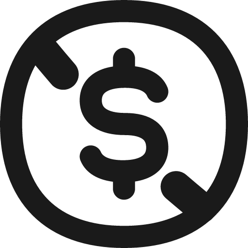 Non commercial dollars remix icon, solid style, from Flex free icons