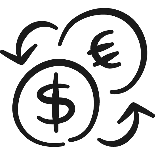 Currency euro dollar exchange icon, solid style, from Freehand free icons