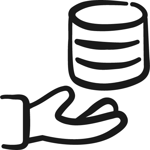 Database hand icon, solid style, from Freehand free icons