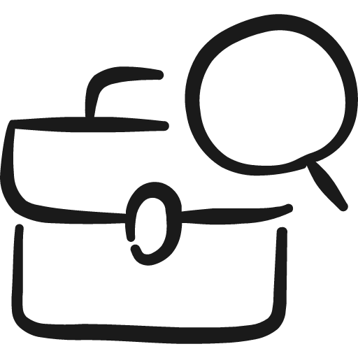 Job search magnifier briefcase icon, solid style, from Freehand free icons