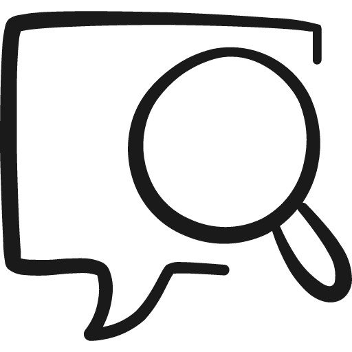 Messages bubble square search icon, solid style, from Freehand free icons