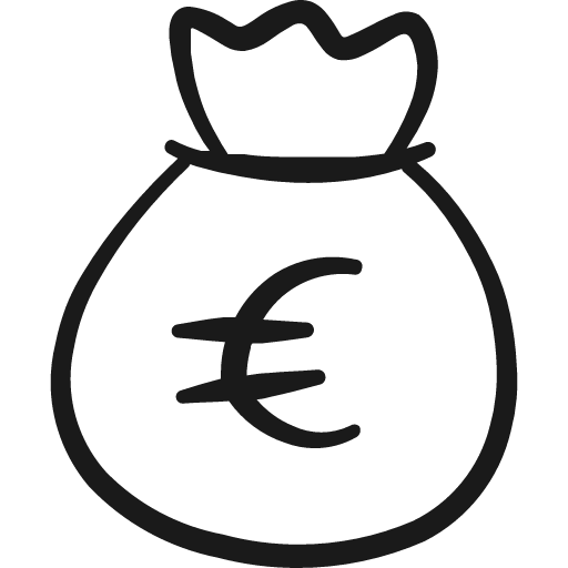 Money bag euro icon, solid style, from Freehand free icons