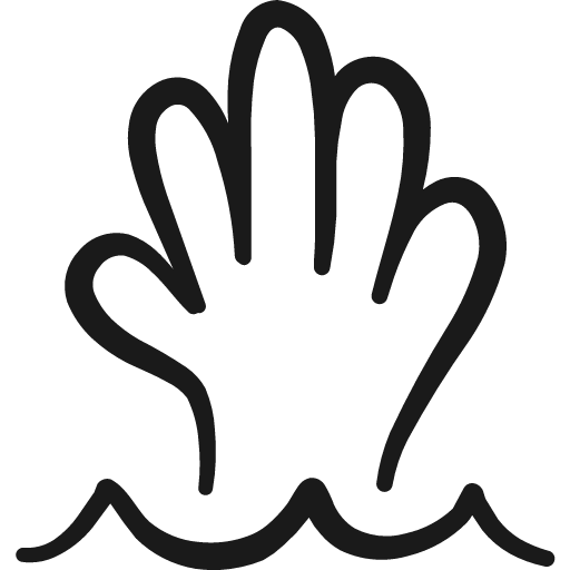 Safety drown hand icon, solid style, from Freehand free icons