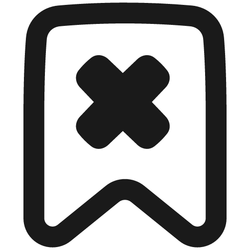 Delete bookmark remix icon, solid style, from Plump free icons