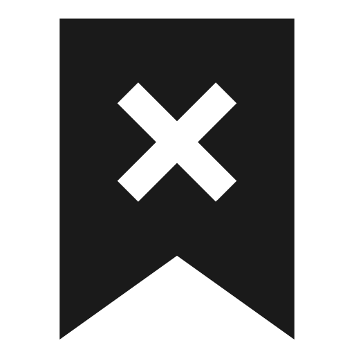 Delete bookmark solid icon, filled style, from Sharp free icons