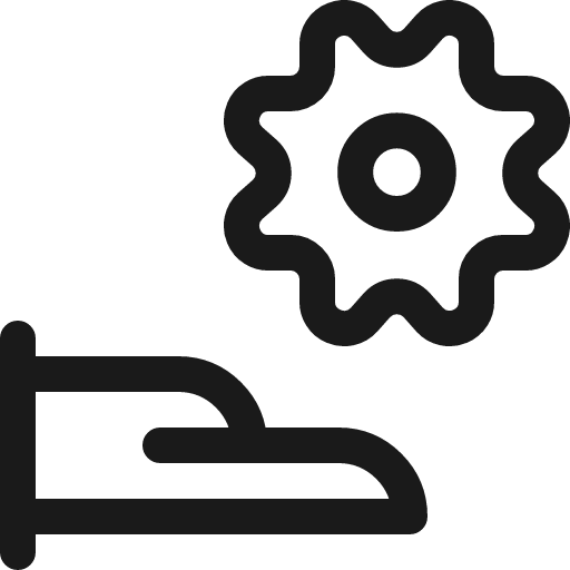 Cog hand give 1 icon, line style, from Ultimate free icons
