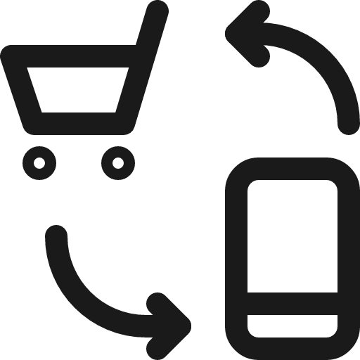Mobile shopping cart exchange icon, line style, from Ultimate free icons