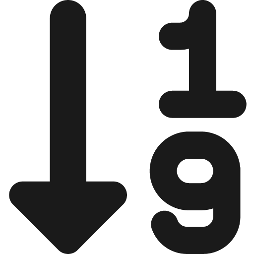 Ascending number order solid icon, filled style, from Streamline