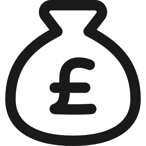 Bag pound icon, line style, from Streamline