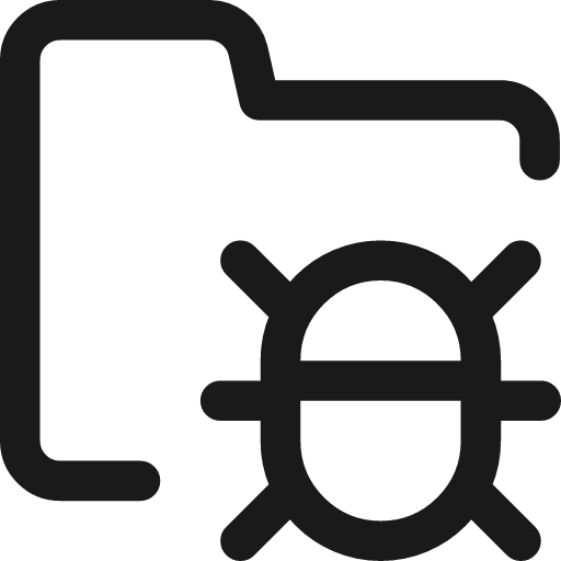 Bug virus folder icon, line style, from Streamline