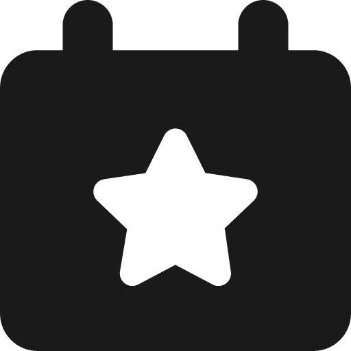 Calendar star solid icon, filled style, from Streamline